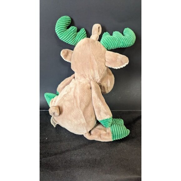 Kelly Toy Reindeer Plush Rattle Brown Tan Green Baby Christmas 12 in sewn eyes - Picture 2 of 7